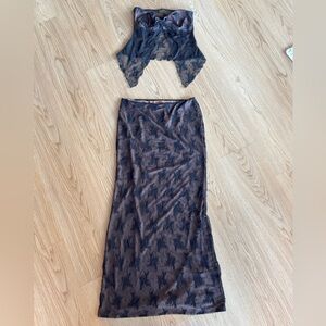 Tiger Mist Cute Black Lace Skirt Set